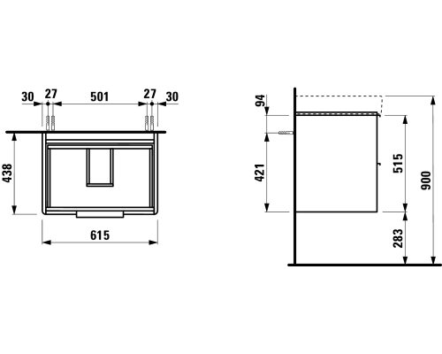 Тумба под раковину Laufen Base 4022921102601, 61 см, 2 ящика