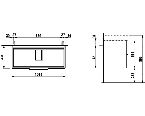 Тумба под раковину Laufen Base 4024521102601, 101 см, 2 ящика