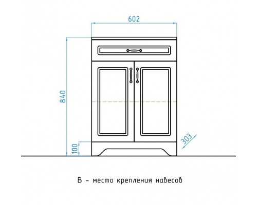 Комод Style Line Олеандр-2 60 ЛС-00000475, 60 см, подвесной, рельеф пастель