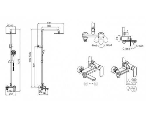 Душевая система Bravat Opal C F6125183CP-A1-RUS для ванны, круглой формы, покрытие: хром