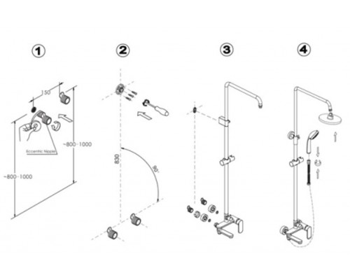 Душевая система Bravat Opal C F6125183CP-A1-RUS для ванны, круглой формы, покрытие: хром