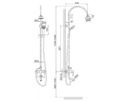 Душевая система D&K Rhein Valerius DA1363701C11, хром