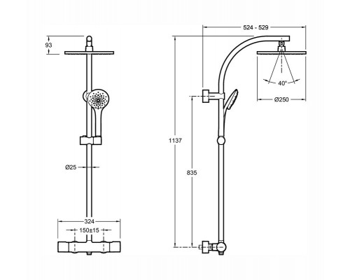 Душевая система Jacob Delafon Amelie E32851-CP, с термостатическим смесителем