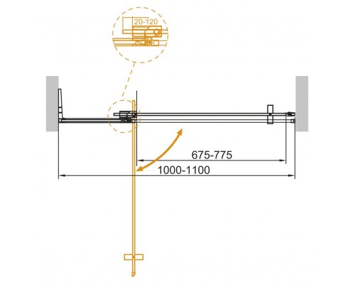 Душевая дверь Cezares Slider-B-1-100/110-C-Cr 100-110x195 см без поддона