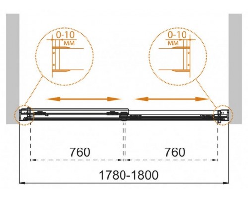 Шторка на ванну Cezares Tandem-soft TANDEM-SOFT-VF-2-180/145-C/P-Cr-IV, 180 х 145 см, стекло прозрачное/матовое, цвет профиля хром