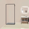 Душевое ограждение Kermi WALK-IN Dark Edition XD WW4 09020 3PK, 88-90 x 200 см с фиксированной панелью черный soft+ прозрачное стекло + Kermiclean