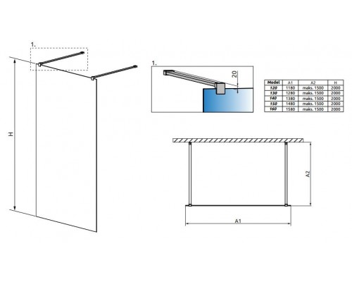 Душевая перегородка Radaway Modo I New 120 388124-01-01