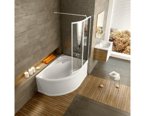 Шторка для ванны Ravak VSK2 Rosa 140, левая/правая, профиль белый, витраж транспарент, 76L70100Z1/76P70100Z1