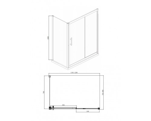 Душевой уголок Bravat Stream BS120.3103S, 80 x 120 x 200 см, дверь раздвижная, стекло прозрачное, хром