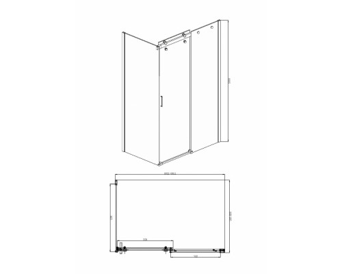Душевой уголок Bravat Wave BS120.3102S, 120 x 80 x 200 см, двери раздвижные, стекло прозрачное, хром