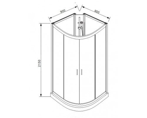 Душевой уголок Bravat Waterfall 90 х 90 x 215 см, двери раздвижные, стекло прозрачное, хром, BC090.6100A