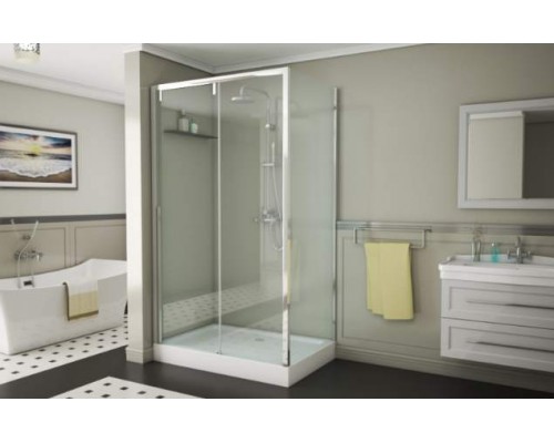 Душевой уголок Bravat Slim Line BS120.3104A, 120 x 80 x 195 см, двери раздвижные, стекло прозрачное, хром