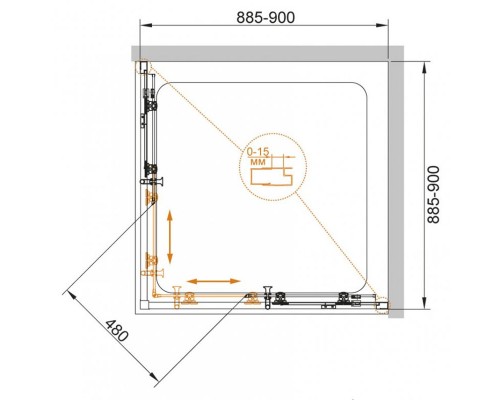 Душевой уголок Cezares ECO-O-A-2-100-C-NERO, 100 х 100 х 190 см, стекло прозрачное