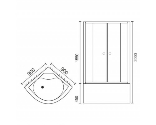 Душевой уголок Royal Bath RB90BK-C 90 х 90 см четверть круга, стекло матовое, профиль белый