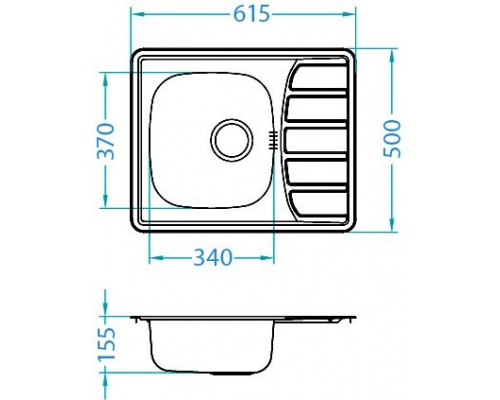 Мойка кухонная Alveus ZOOM 10 LEI-90 615 x 500 1098941