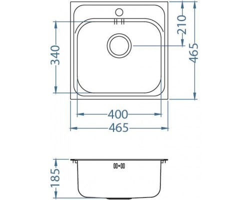 Мойка кухонная Alveus BASIC 140 LEI-90 465 x 465 1100905