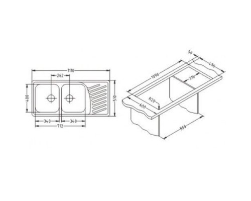 Мойка кухонная Alveus ELEGANT 70 SAT-90 1110 x 510 1009386