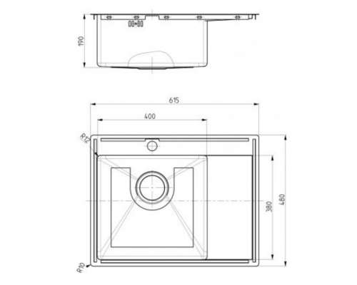 Мойка кухонная Alveus Quarto 20 BRS-90 1124383, 615 x 480 мм