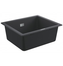 Мойка кухонная из искусственного гранита Grohe K700U 31654AP0, 53,3 х 45,7 см, с корзинчатым вентилем и сливным гарнитуром, черный гранит