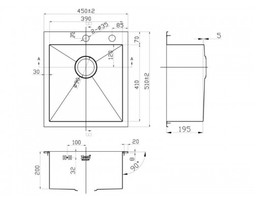 Кухонная мойка нержавеющая Zorg Inox PVD 4551 Grafit