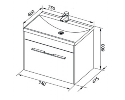 Раковина Aquanet Нота New 75 00204118 75x48 см, белая