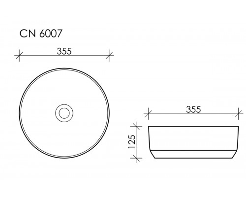 Раковина Ceramica Nova CN6007, чаша  35.5 x 35.5 x 12.5 см, накладная, круглая