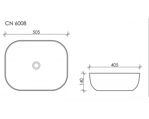 Раковина Ceramica Nova CN6008, чаша 50.5 x 40.5 x 14 см, накладная, прямоугольная