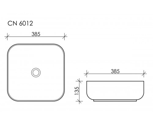 Раковина Ceramica Nova CN6012, чаша 38.5 x 38.5 x 13.5 см, накладная, квадратная