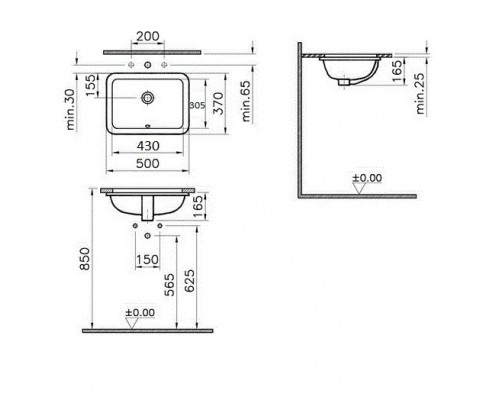 Раковина Vitra S20 5474B003-0618 встраиваемая снизу (43 см)