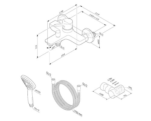 Смеситель Am.Pm X-Joy S F85B15000, с душевым гарнитуром, хром