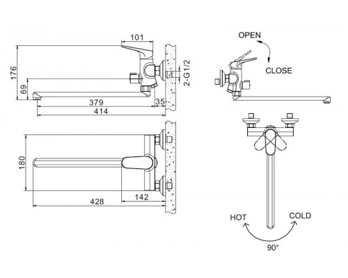 Смеситель Bravat Eler F6191238CP-01L-RUS для ванны и душа