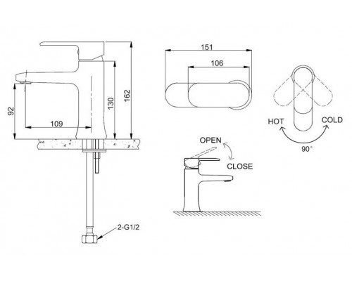 Смеситель Bravat Opal F1125183CP-RUS для раковины-1