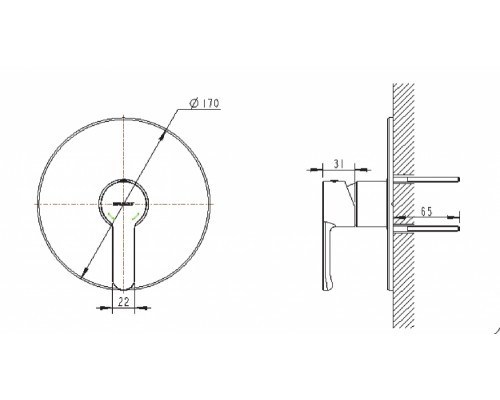 Смеситель Bravat Stream PB83783CP-ENG для душа 1-х функциональный (внешняя часть)