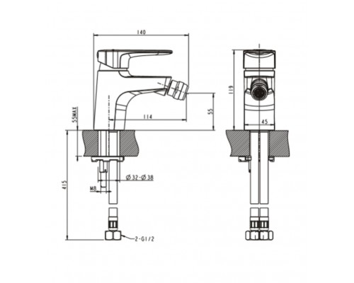 Смеситель Bravat Eler F3239218CP-1-RUS для биде, хром