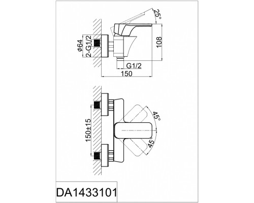 Смеситель D&K Berlin Freie DA1433101 для душа, хром