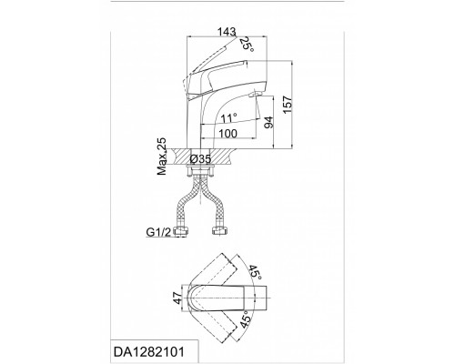 Смеситель D&K Feuerbach Rhein DA1282101 для раковины