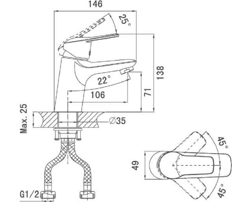 Смеситель D&K Bayern Arbeo для раковины, хром, DA1242101