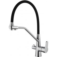 Смеситель D&K Rhein Marx DA1391901 для кухонной мойки с подключением к фильтру, гибкий излив, хром