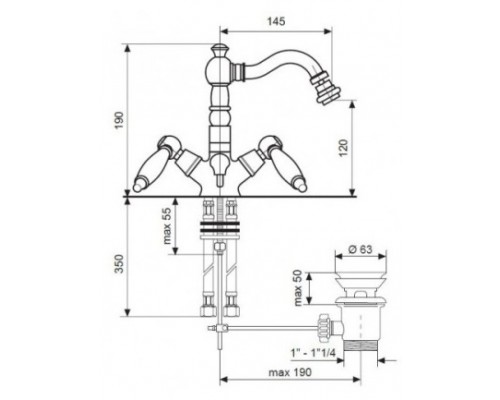 Смеситель для биде Emmevi Deco Ceramic 121614BR, бронза