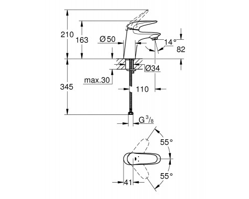 Смеситель для раковины Grohe Eurostyle 23715003 New