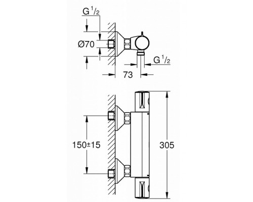 Термостат Grohe Grohtherm 800 34558000 для душа с подключением шланга