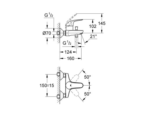 Смеситель Grohe Euroeco 32743000 для ванны и душа, хром