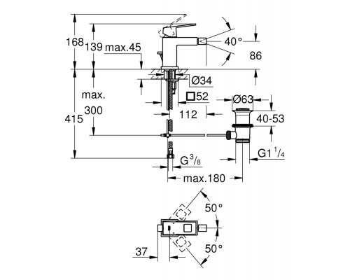Смеситель Grohe Eurocube 23138000 для биде