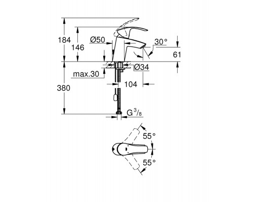 Смеситель Grohe Eurosmart 33188002 для раковины