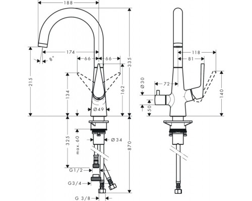Смеситель Hansgrohe Talis S 220 72811000 для кухонной мойки