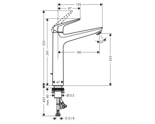 Смеситель для раковины Hansgrohe Novus 71123000, с донным клапаном