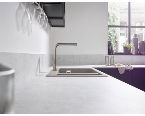 Кухонный смеситель Hansgrohe Talis M54, 72809800, с вытяжным изливом, в комплекте с коробом sBox для шланга, под сталь