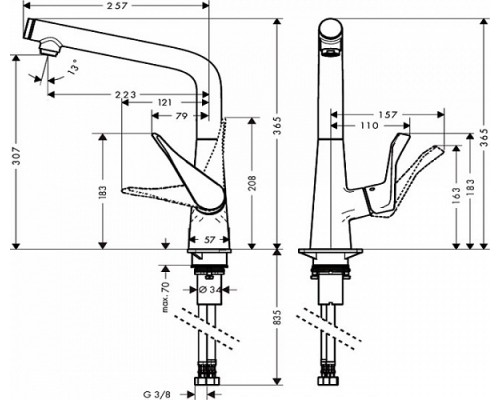 Смеситель Hansgrohe Metris Select 148838 для кухни, под сталь