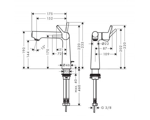 Смеситель Hansgrohe Talis S 140 72113000 для раковины, хром