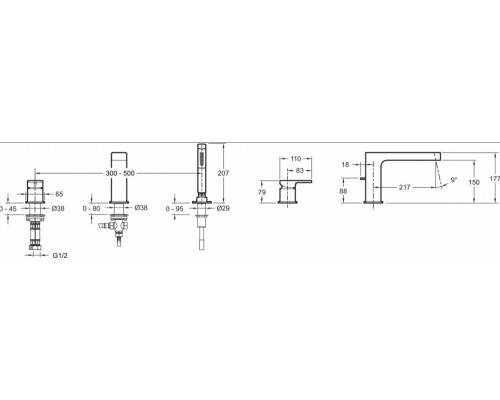 Смеситель Jacob Delafon Strayt E37337-CP для ванны и душа